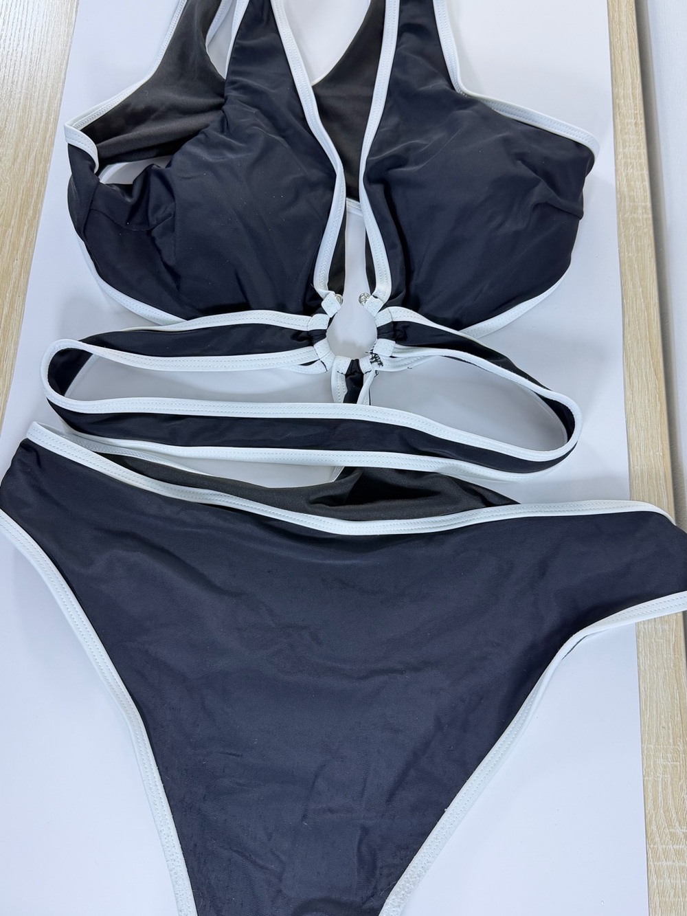 Black Bikini with White Trim - Classic Two-Piece Swim Set
